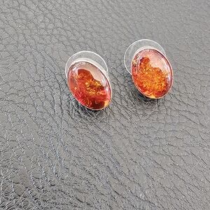 Sterling Silver and Amber Earrings